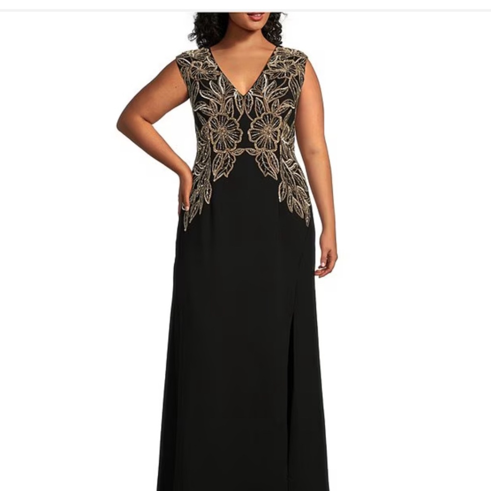 Adrianna Papell black and gold formal dress